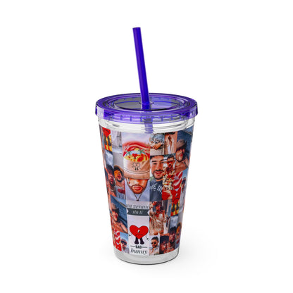 Bad Bunny Un Verano Sin Ti Photo Collage Sunsplash Tumbler with Straw