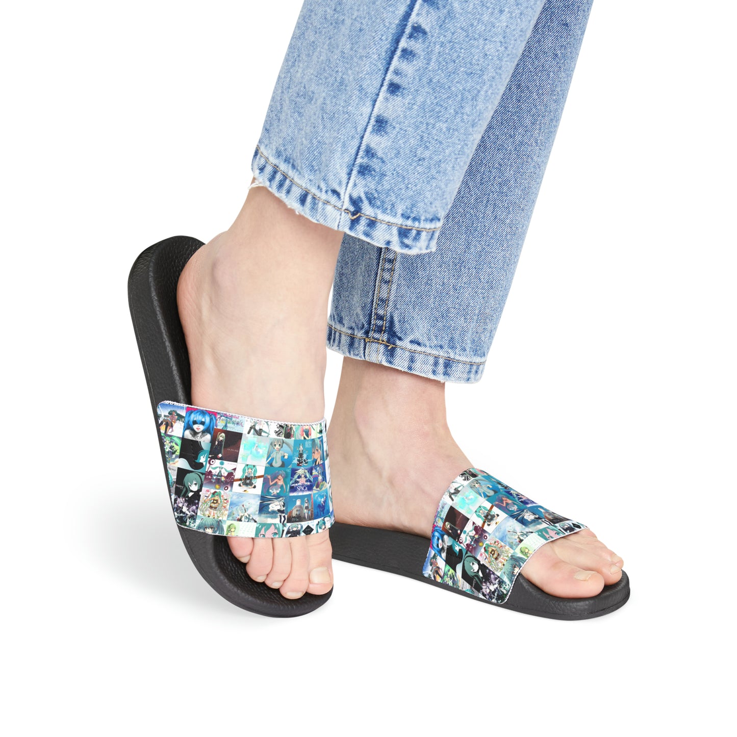 Hatsune Miku Album Cover Collage Women's Slide Sandals