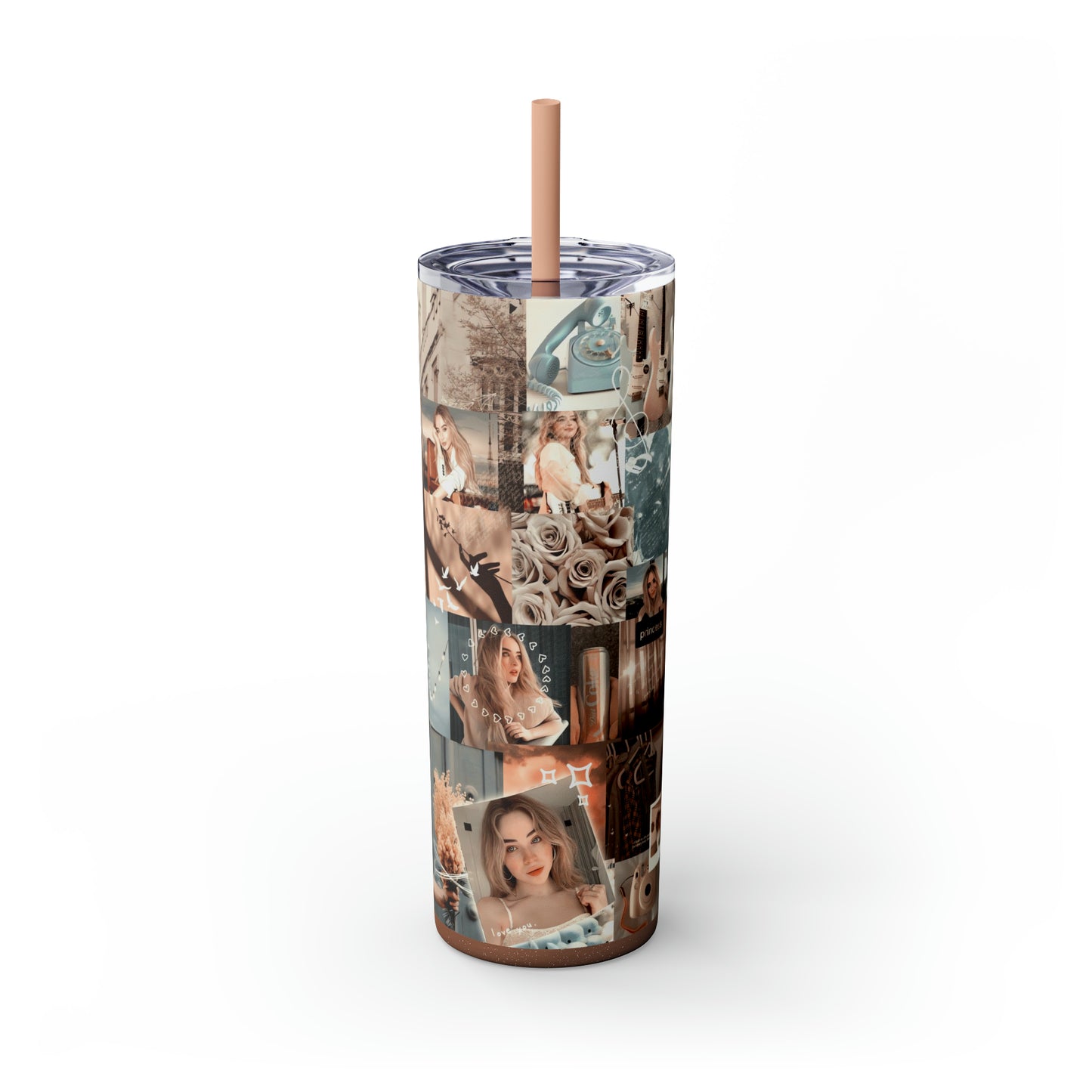 Sabrina Carpenter Peachy Princess Collage Skinny Tumbler with Straw