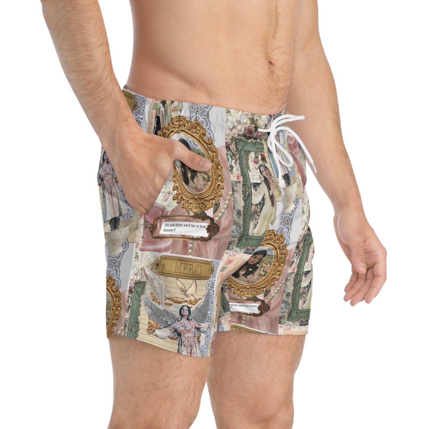 Lana Del Rey Victorian Collage Men's Swim Trunks