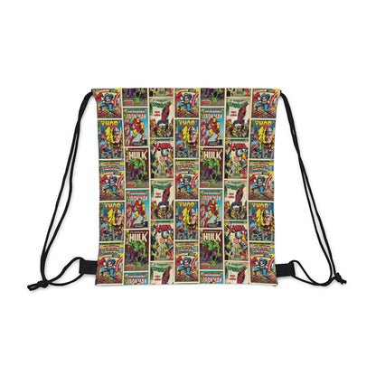 Marvel Comic Book Cover Collage Outdoor Drawstring Bag