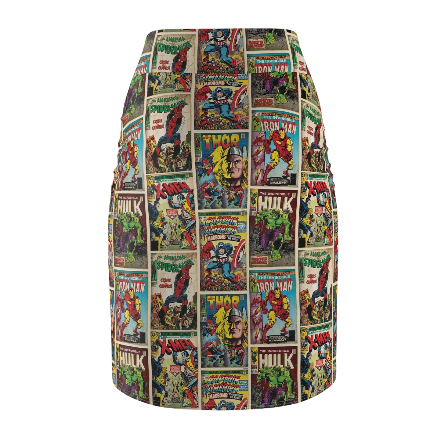 Marvel Comic Book Cover Collage Women's Pencil Skirt