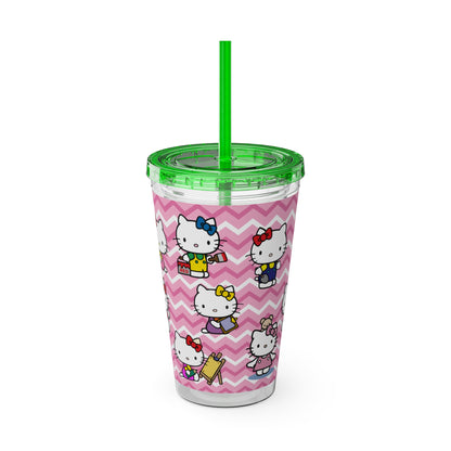 Hello Kitty Playtime Collage Sunsplash Tumbler with Straw