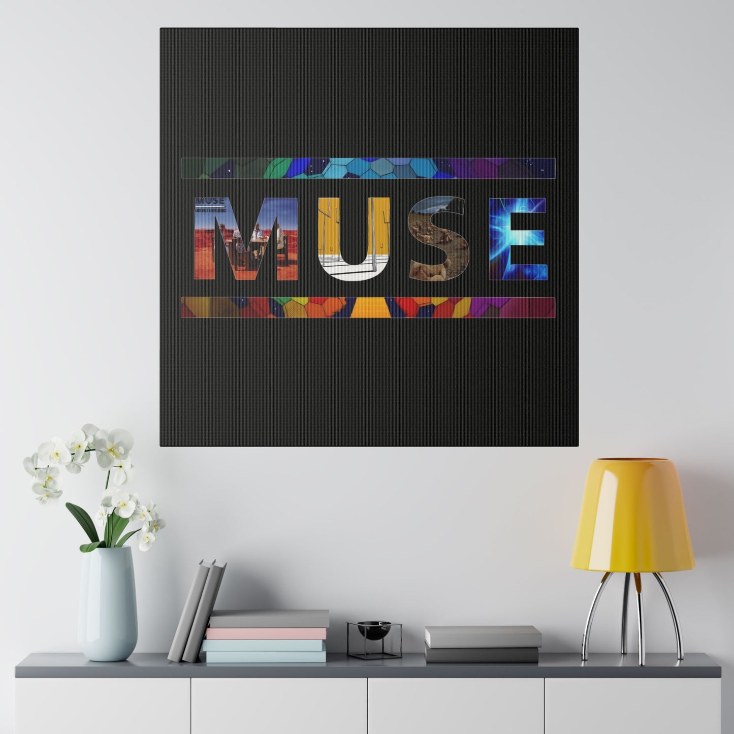 Muse Album Art Letters Thin Matte Stretched Canvas