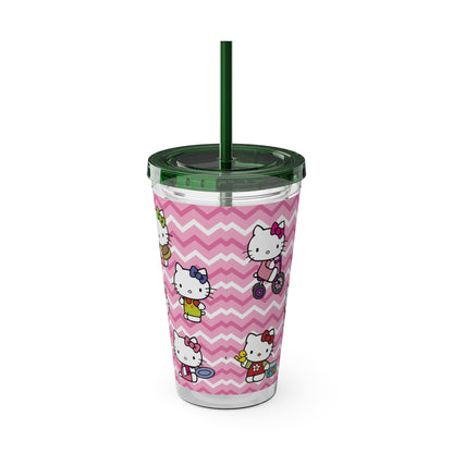 Hello Kitty Playtime Collage Sunsplash Tumbler with Straw