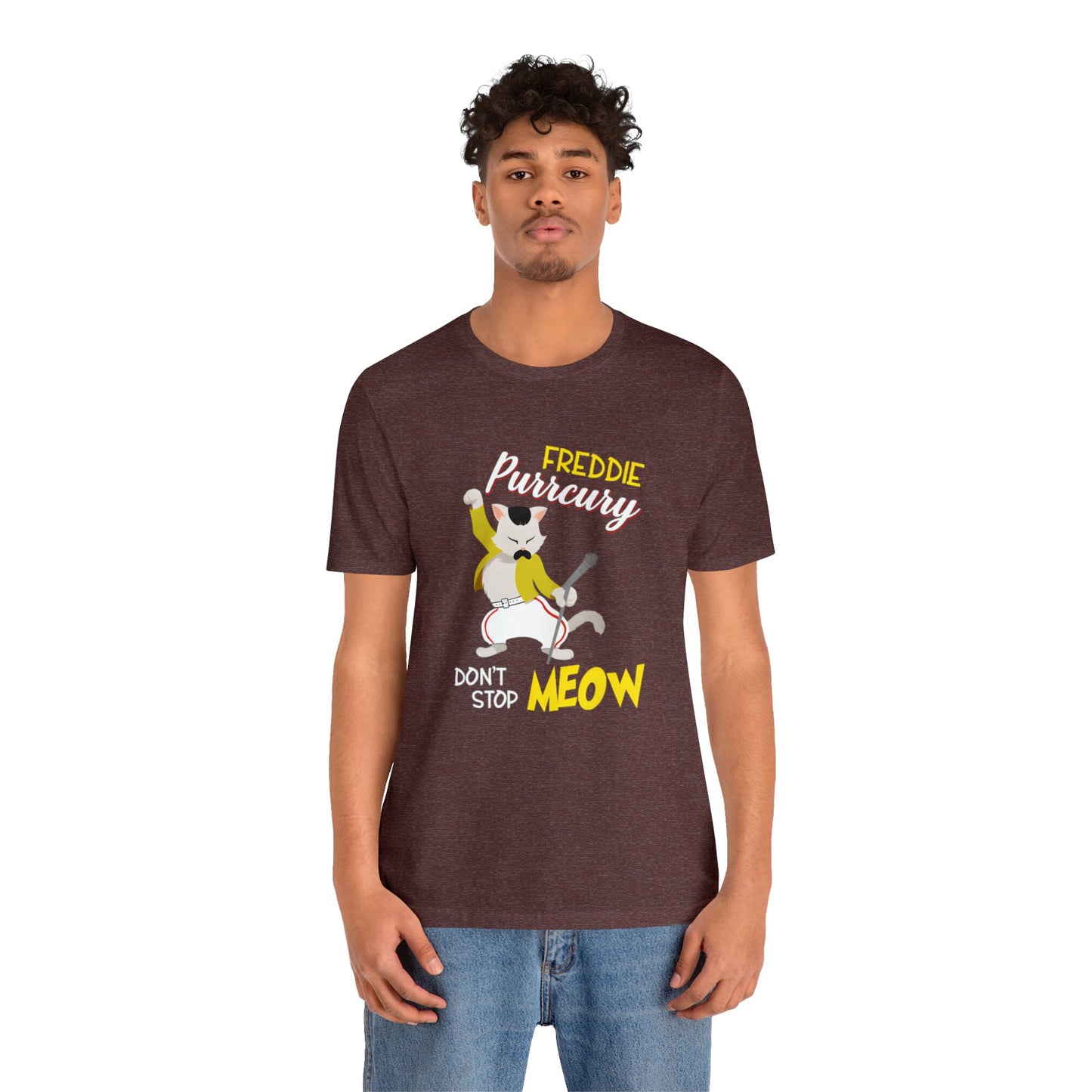 Queen Don't Stop Meow Freddie Purrcury Unisex Jersey Short Sleeve Tee