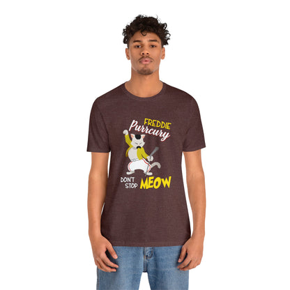 Queen Don't Stop Meow Freddie Purrcury Unisex Jersey Short Sleeve Tee