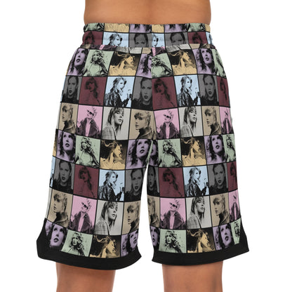 Taylor Swift Eras Collage Basketball Rib Shorts