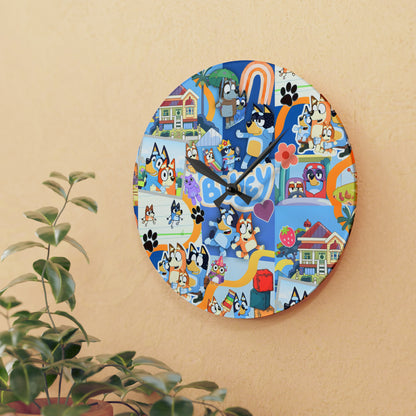 Bluey Playtime Collage Acrylic Wall Clock