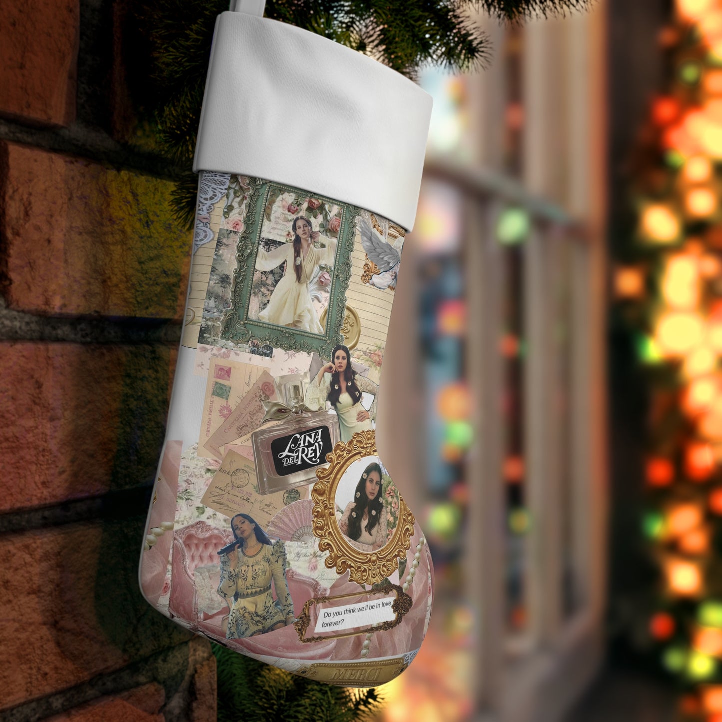 Lana Del Rey Victorian Collage Christmas Holiday Stocking