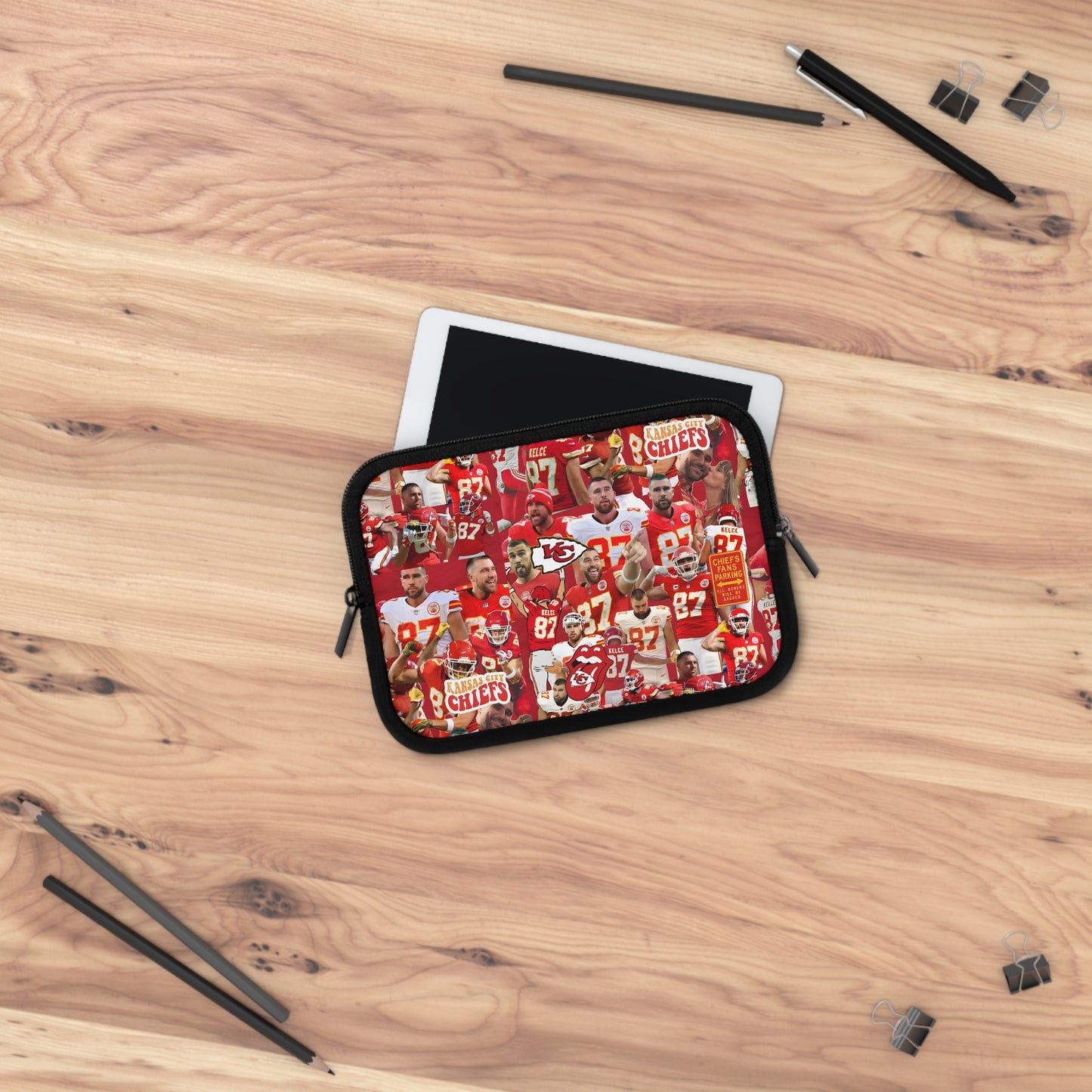 Travis Kelce Chiefs Red Collage Laptop Sleeve