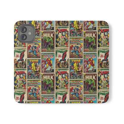 Marvel Comic Book Cover Collage Phone Flip Case