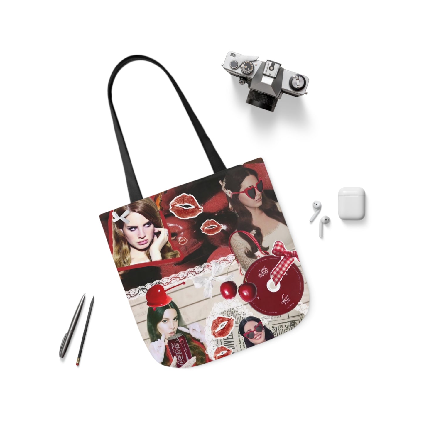 Lana Del Rey Cherry Coke Collage Polyester Canvas Tote Bag