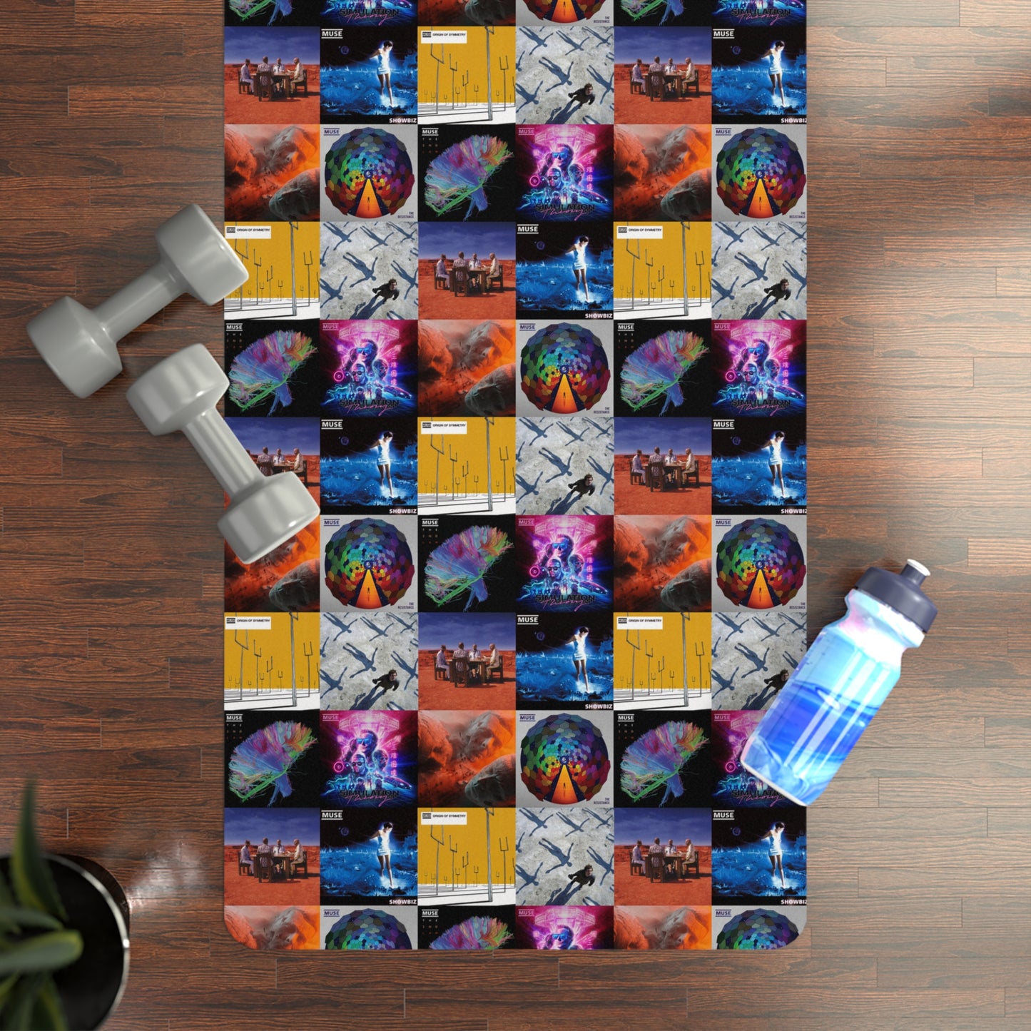Muse Album Cover Collage Rubber Yoga Mat