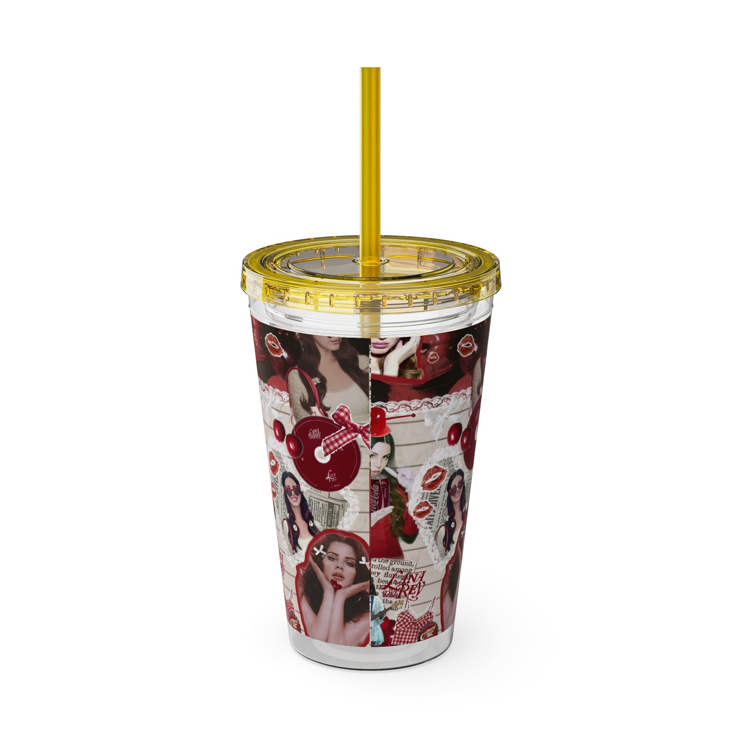 Lana Del Rey Cherry Coke Collage Sunsplash Tumbler with Straw