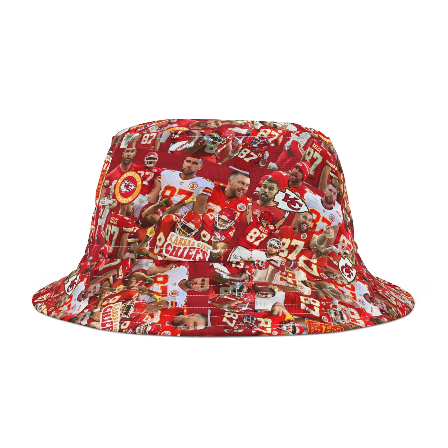 Travis Kelce Chiefs Red Collage Bucket Hat