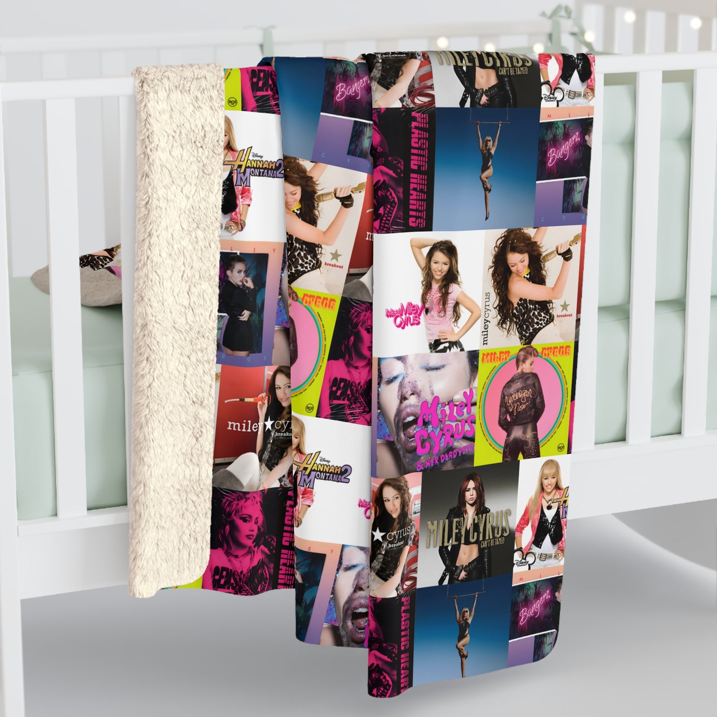 Miley Cyrus Album Cover Collage Sherpa Fleece Blanket