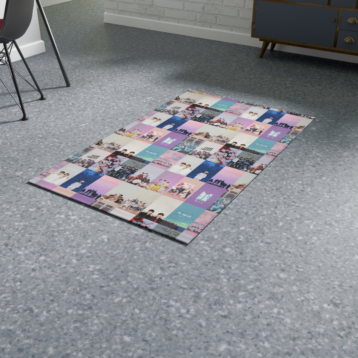 BTS Pastel Aesthetic Collage Dobby Rug