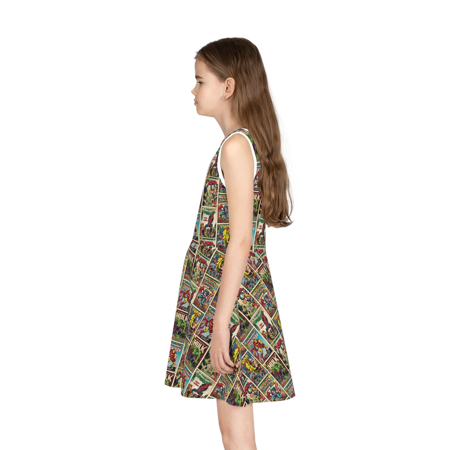 Marvel Comic Book Cover Collage Girls' Sleeveless Sundress