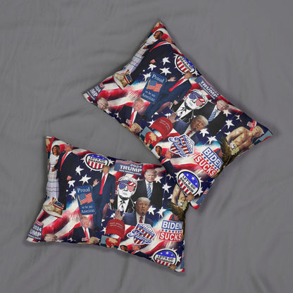 Donald Trump 2024 MAGA Montage Spun Polyester Lumbar Pillow