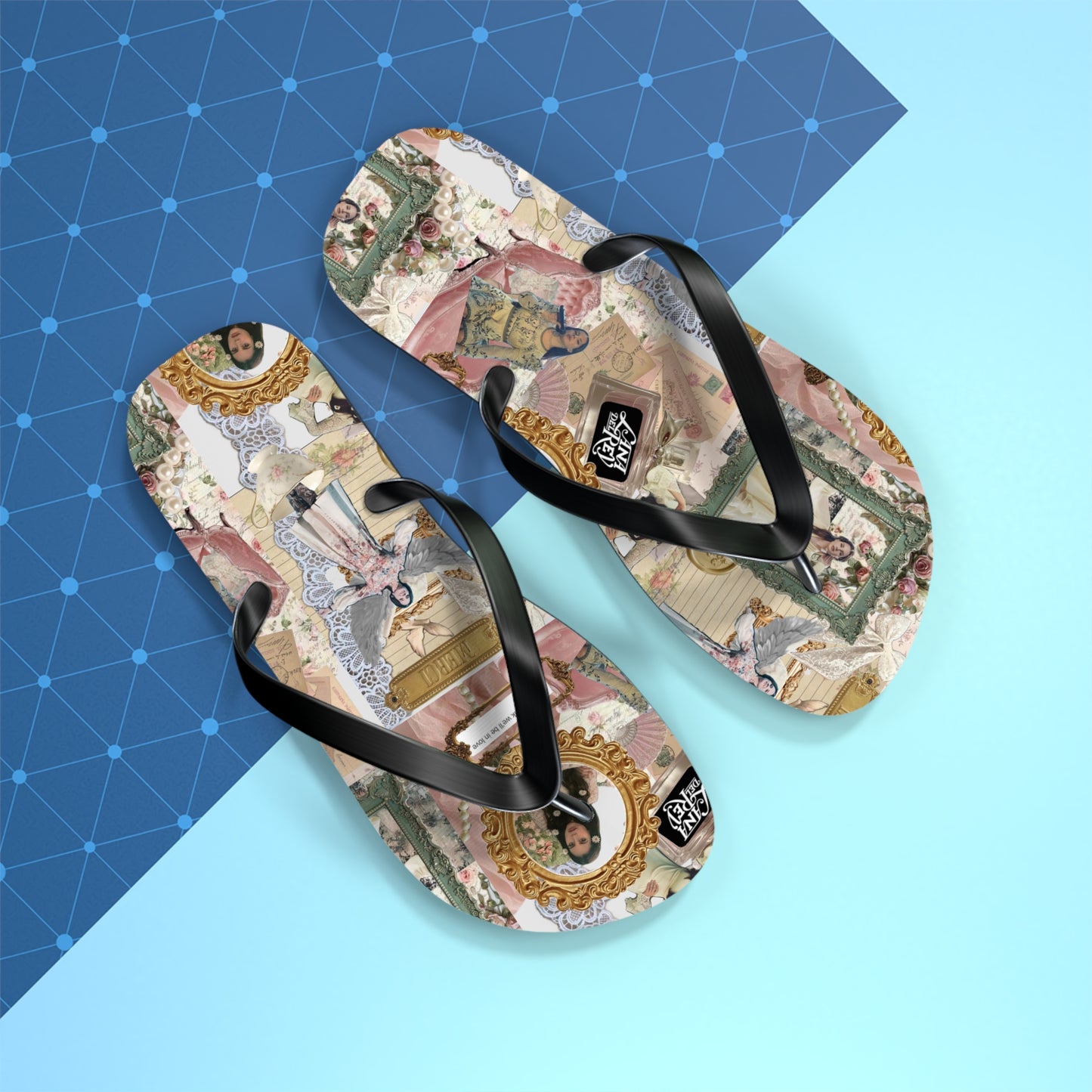 Lana Del Rey Victorian Collage Flip Flops