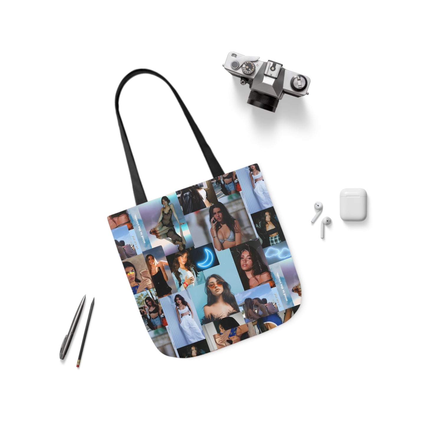 Madison Beer Mind In The Clouds Collage Polyester Canvas Tote Bag