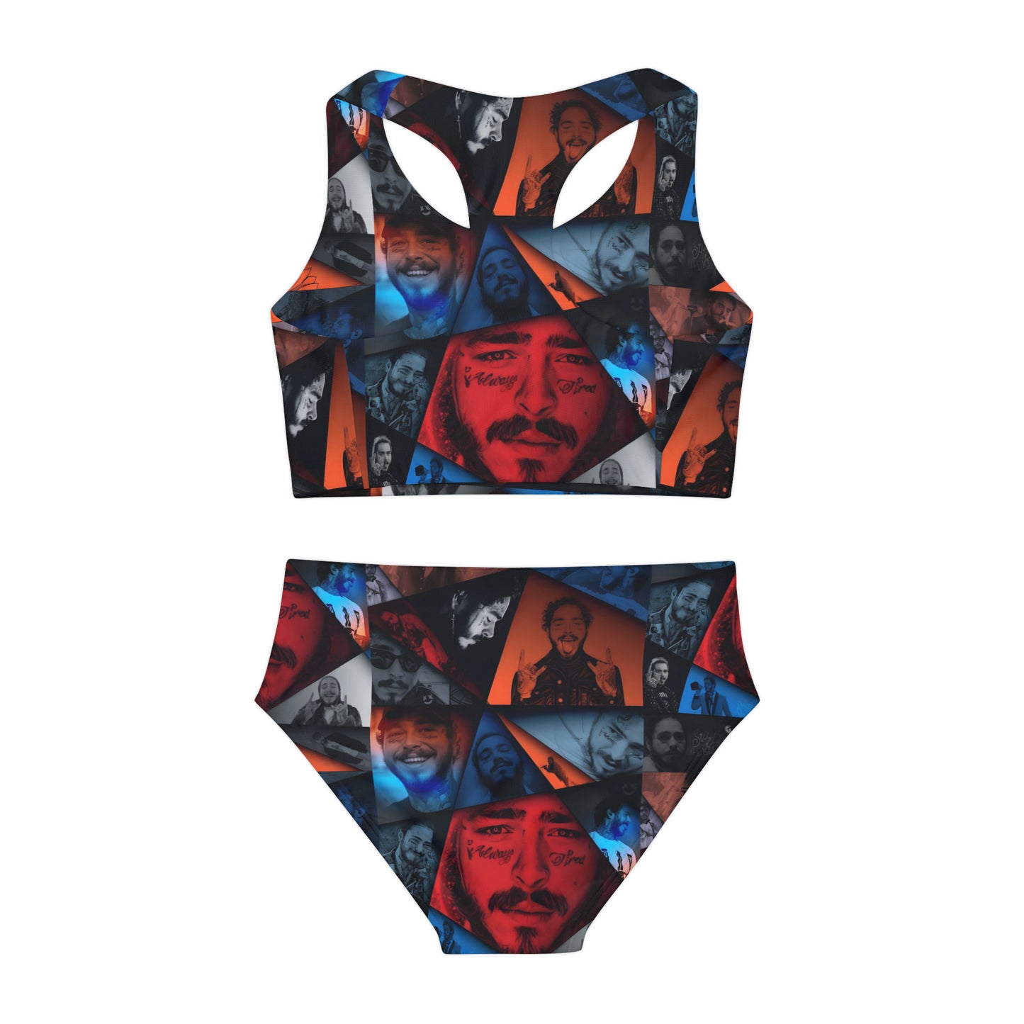 Post Malone Crystal Portaits Collage Girls Two Piece Swimsuit