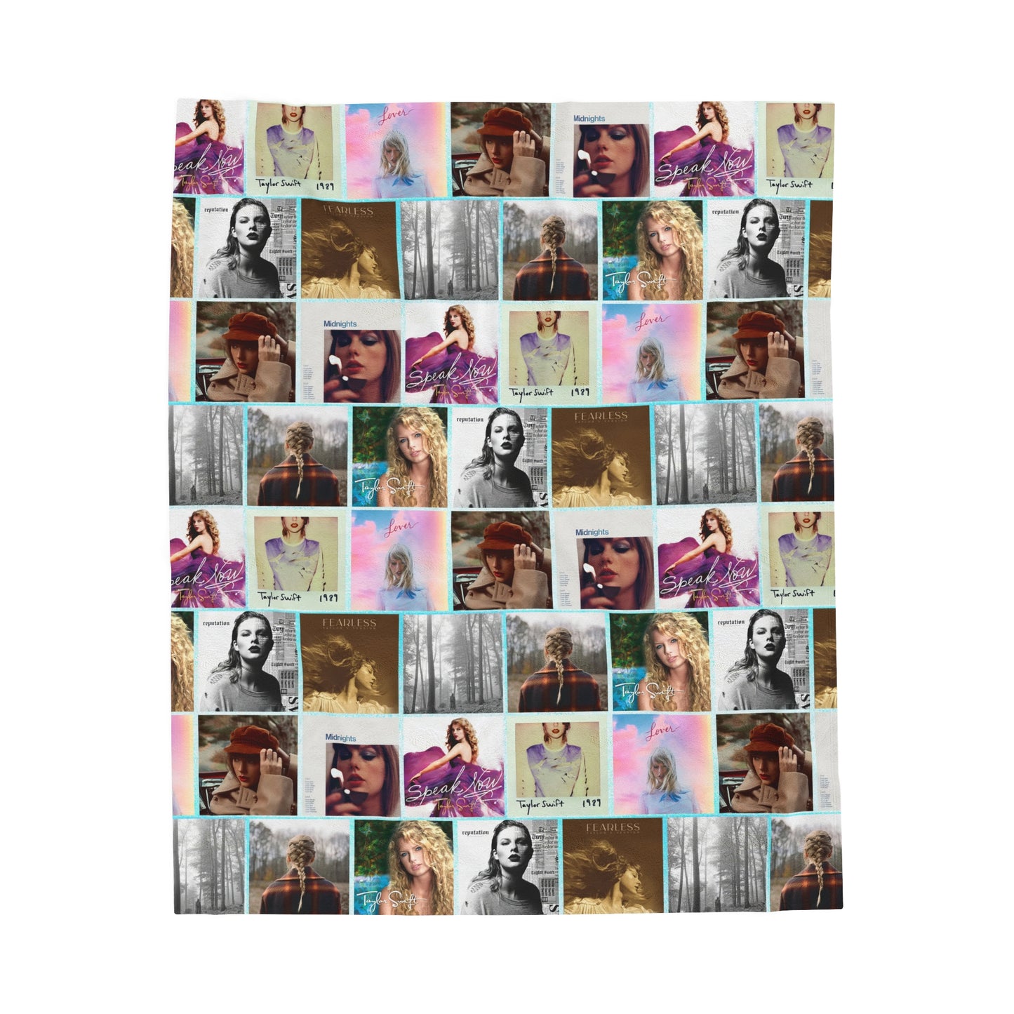 Taylor Swift Album Art Collage Pattern Velveteen Plush Blanket