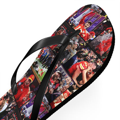 Kansas City Chiefs Superbowl LVIII Championship Victory Collage Flip Flops