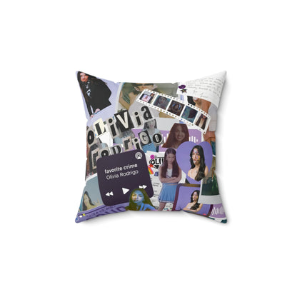 Olivia Rodrigo Deja Vu Collage Spun Polyester Square Pillow