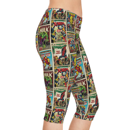 Marvel Comic Book Cover Collage Women's Capri Leggings