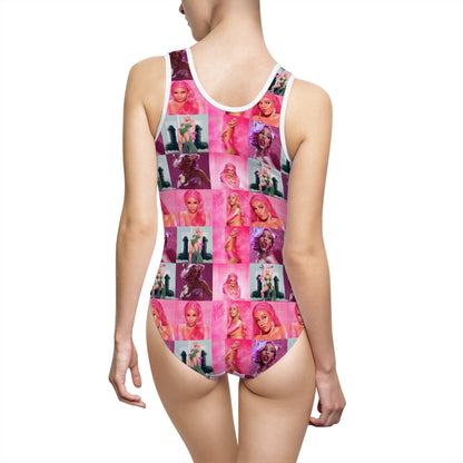 Doja Cat Hot Pink Mosaic Women's Classic One-Piece Swimsuit
