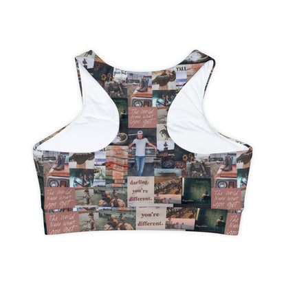 Morgan Wallen Darling You're Different Collage Fully Lined Padded Sports Bra