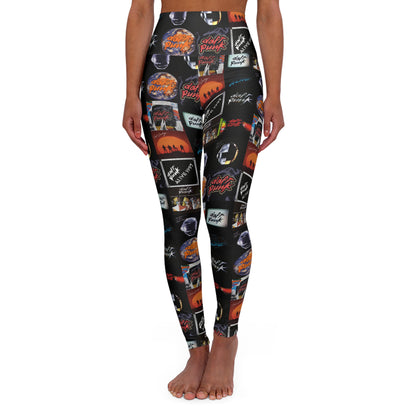 Daft Punk Album Cover Art Collage High Waisted Yoga Leggings