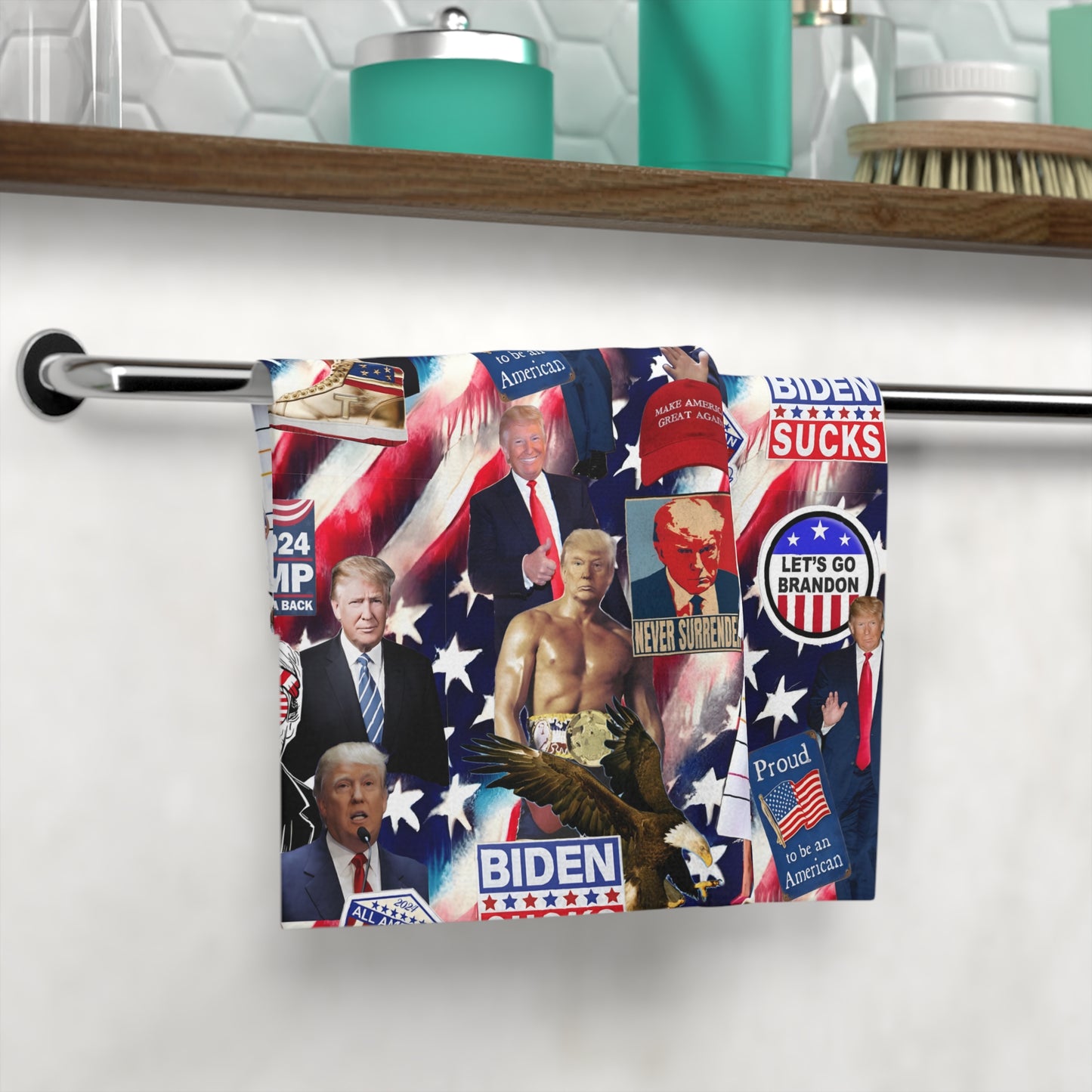 Donald Trump 2024 MAGA Montage Face Towel