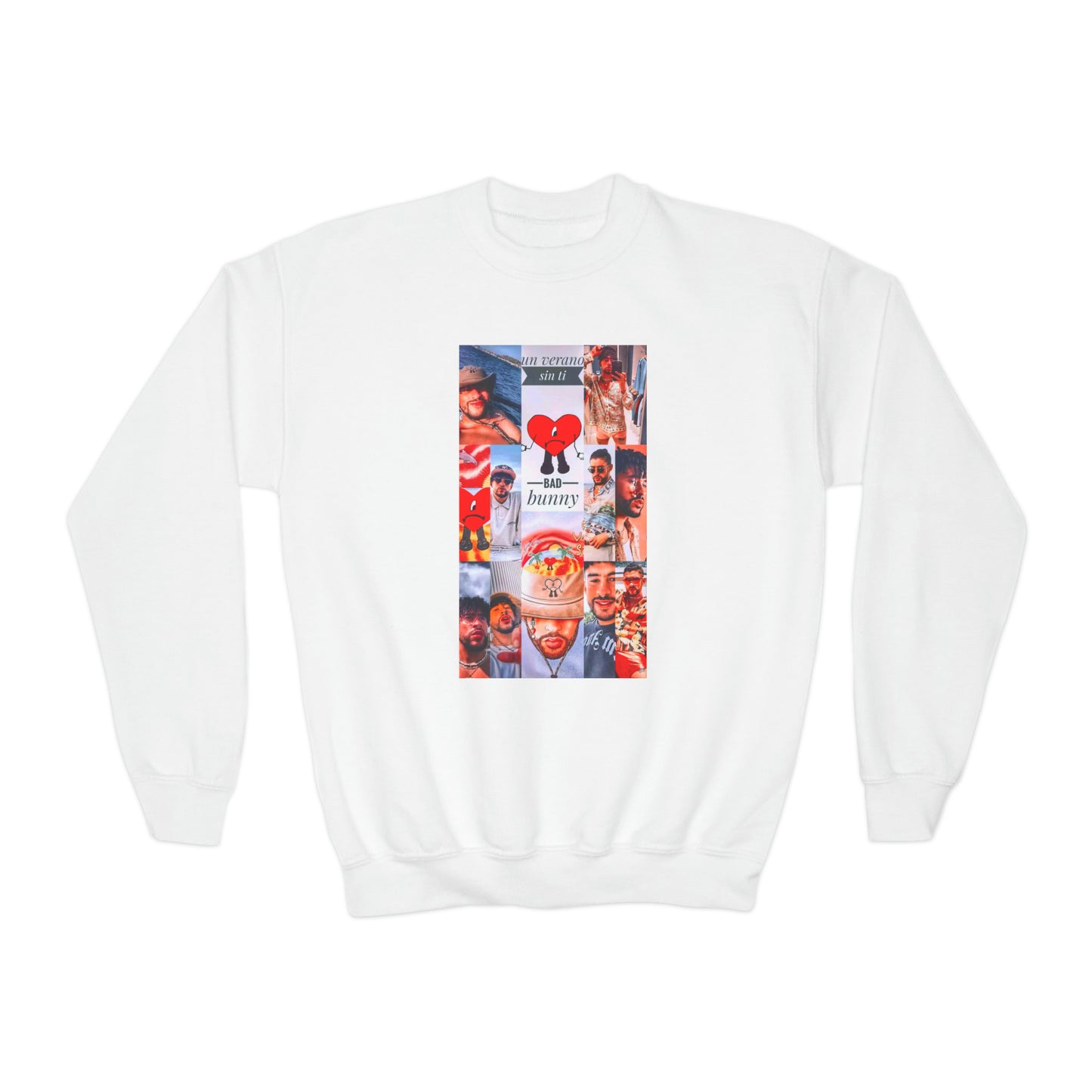 Bad Bunny Un Verano Sin Ti Photo Collage Youth Crewneck Sweatshirt