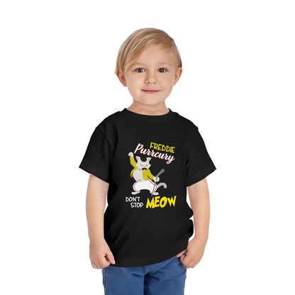 Queen Don't Stop Meow Freddie Purrcury Toddler Short Sleeve Tee