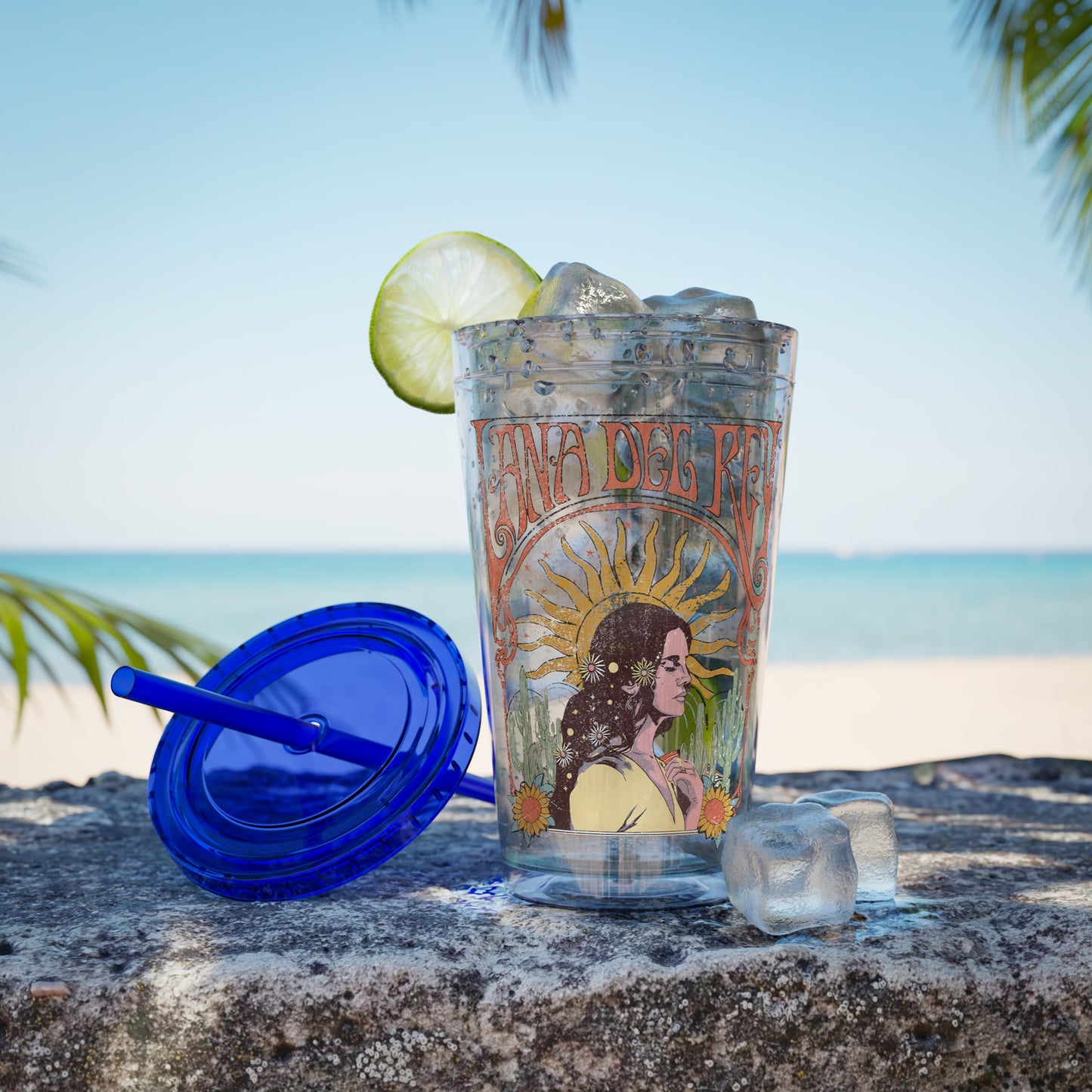 Lana Del Rey Vintage Artwork Sunsplash Tumbler with Straw