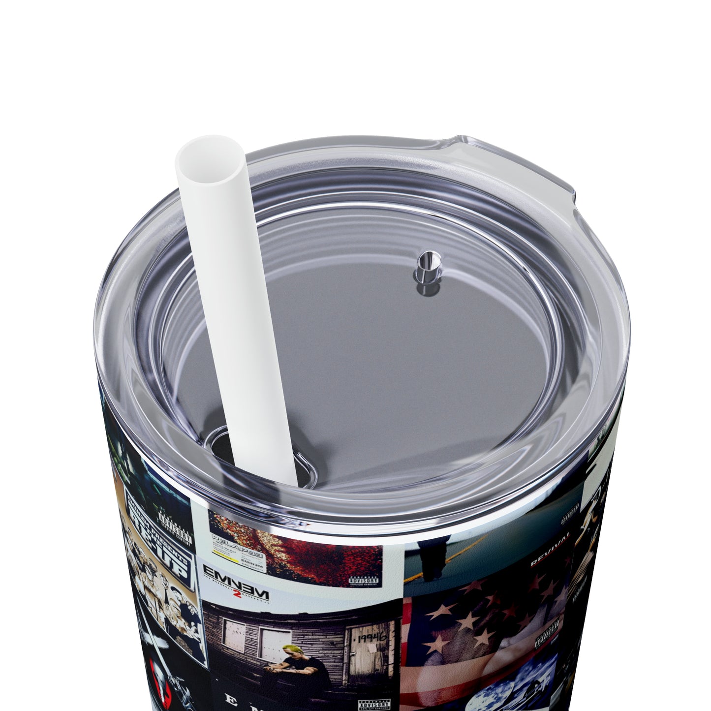 Eminem Album Art Cover Collage Skinny Tumbler with Straw