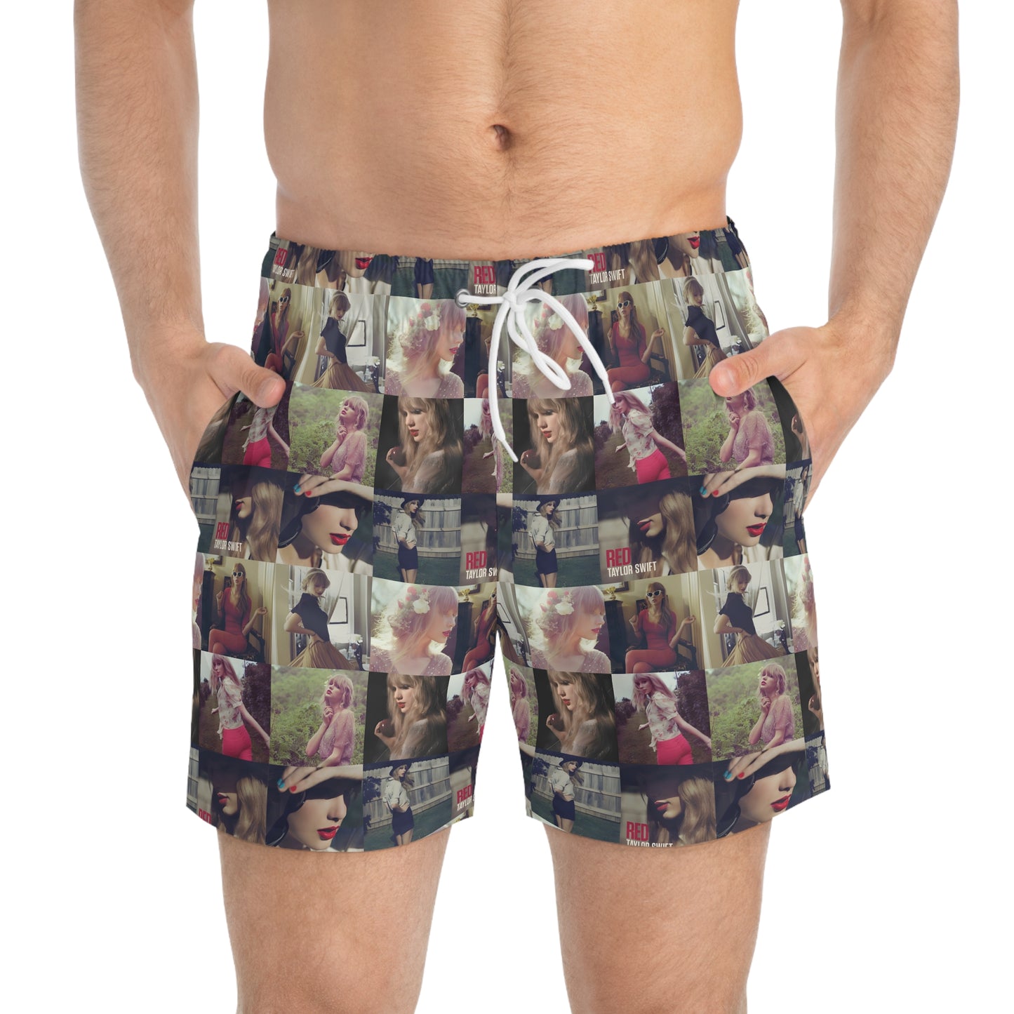 Taylor Swift Red Mosaic Swim Trunks