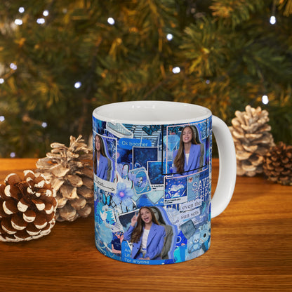 Olivia Rodrigo Blue Aesthetic Collage White Ceramic Mug