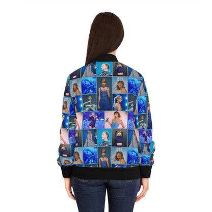 Taylor Swift Blue Aesthetic Collage Women's Bomber Jacket