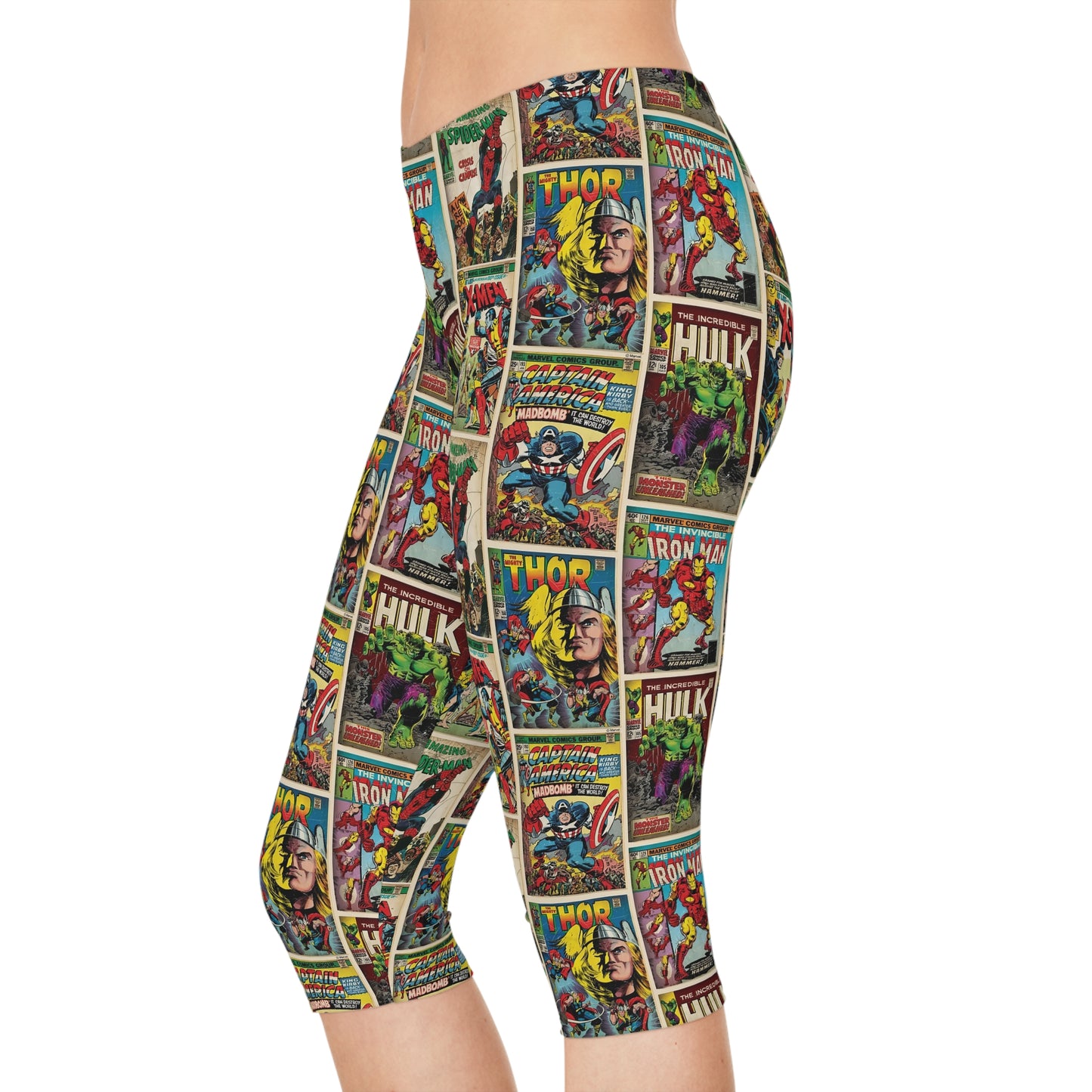 Marvel Comic Book Cover Collage Women's Capri Leggings