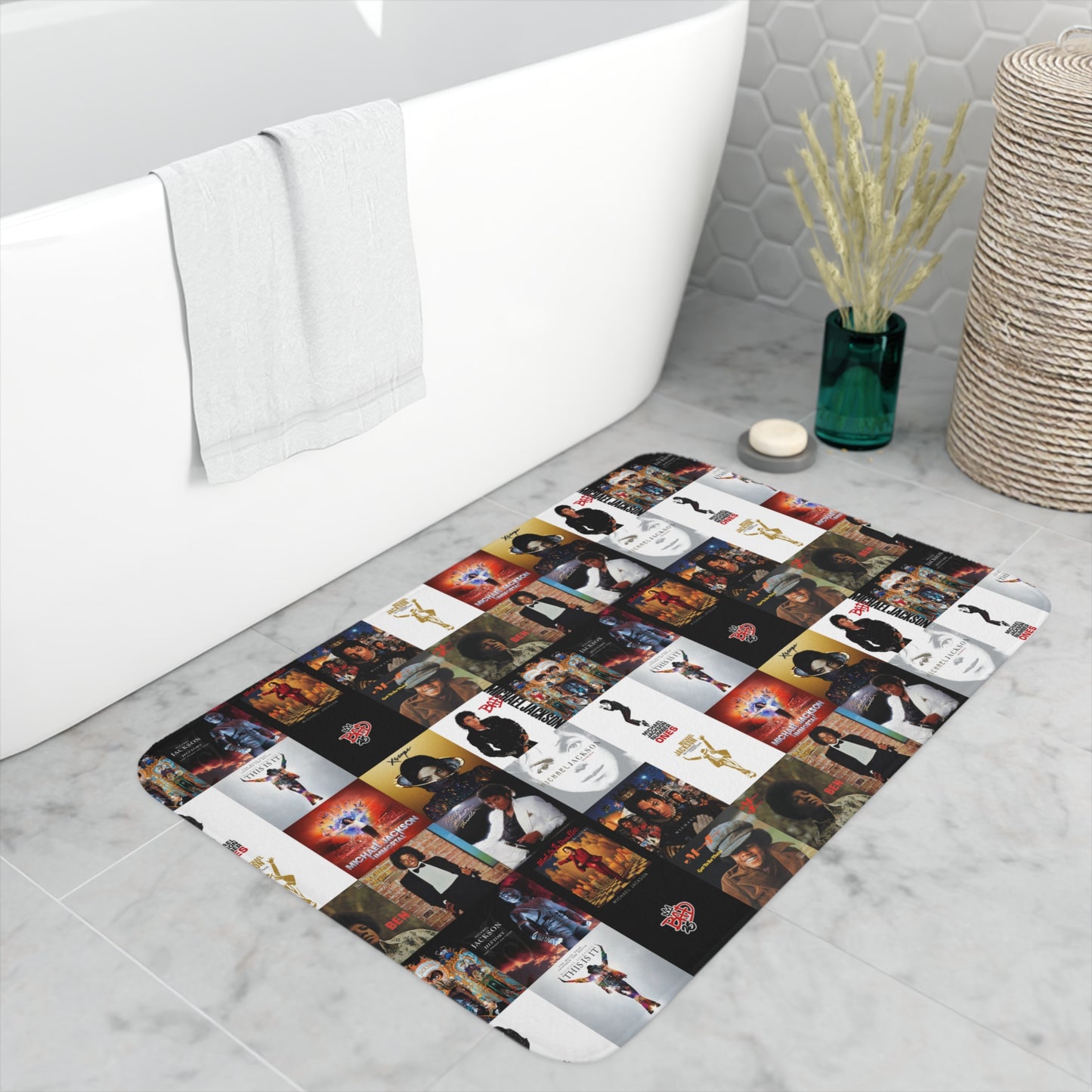 Michael Jackson Album Cover Collage Memory Foam Bath Mat