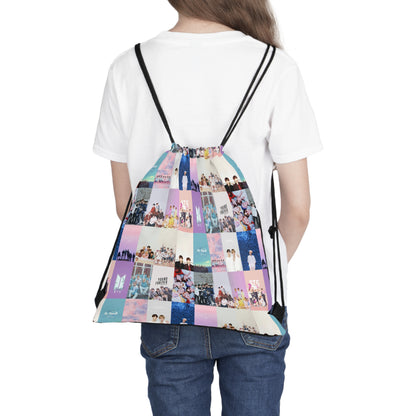 BTS Pastel Aesthetic Collage Outdoor Drawstring Bag