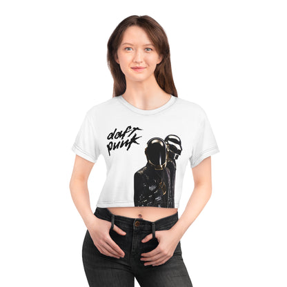 Daft Punk In Black Suits Crop Tee