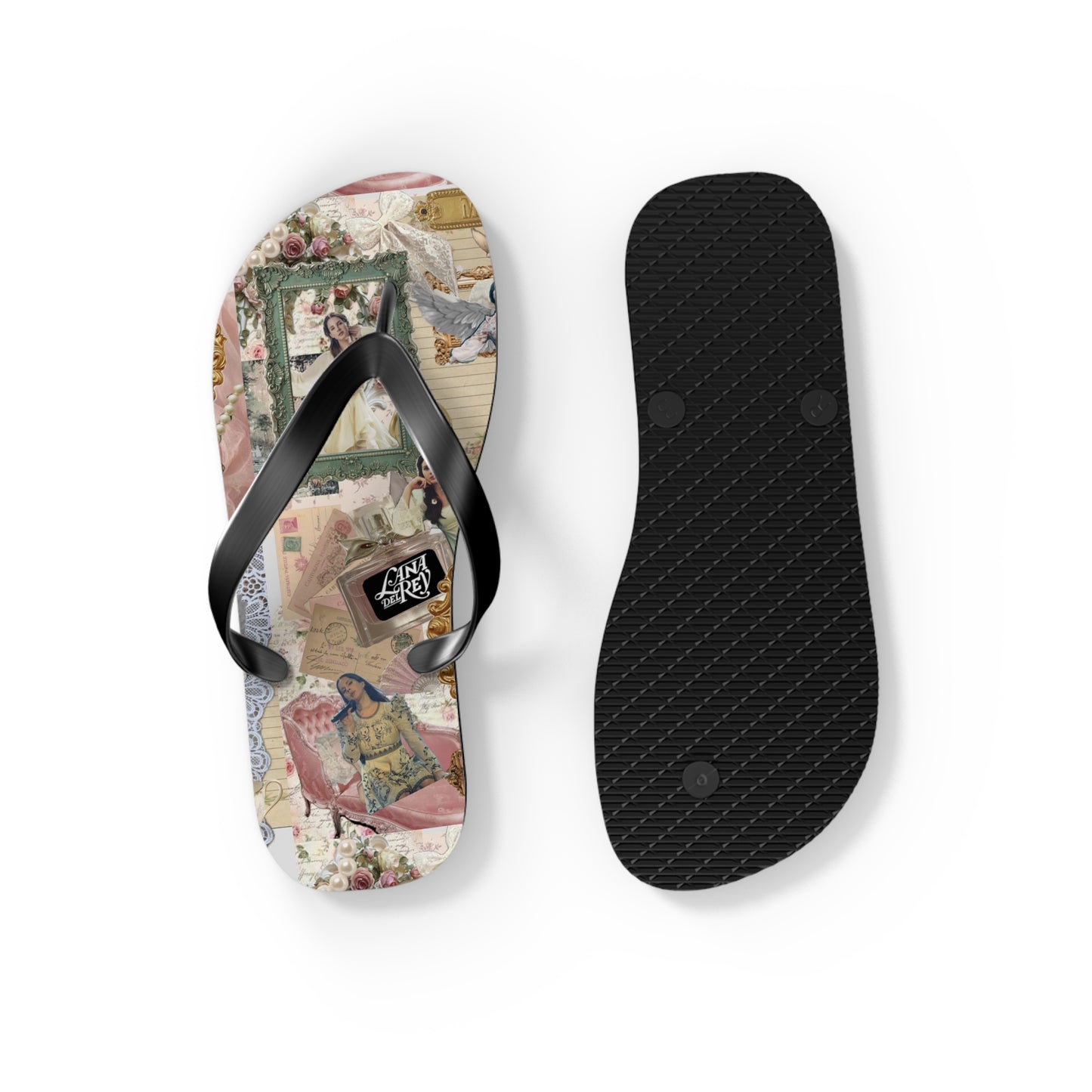 Lana Del Rey Victorian Collage Flip Flops