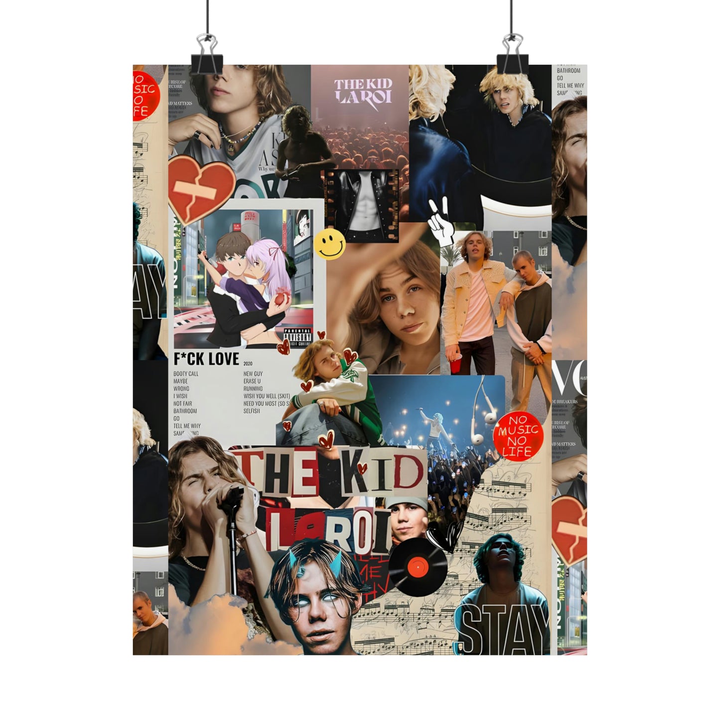 The Kid LAROI No Music No Life Collage Matte Vertical Poster