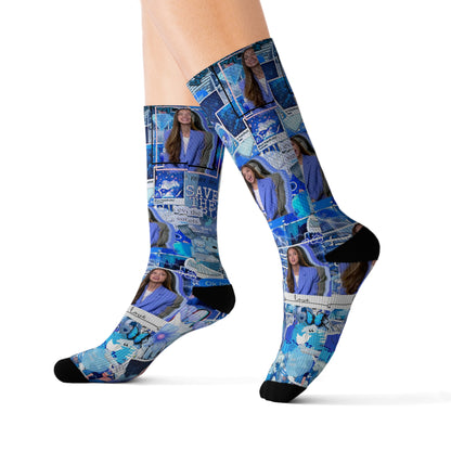 Olivia Rodrigo Blue Aesthetic Collage Tube Socks