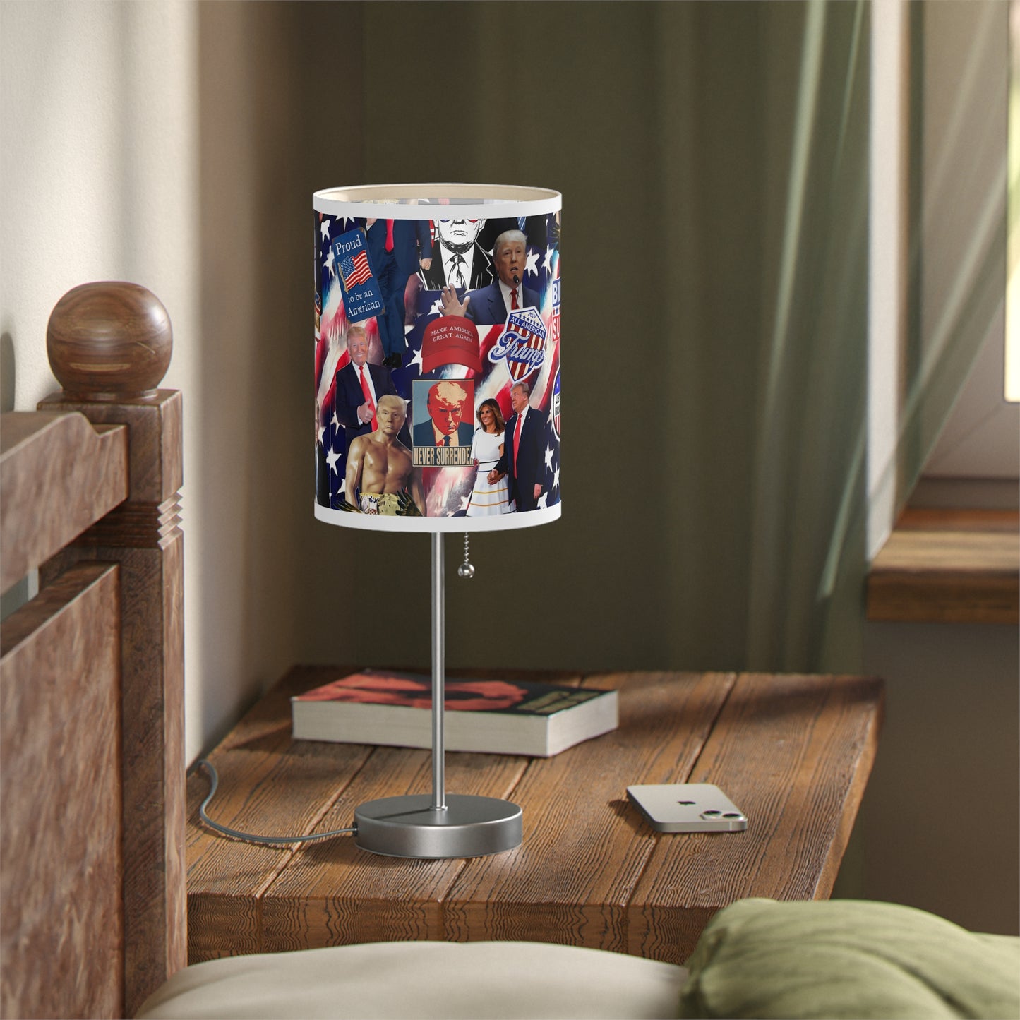 Donald Trump 2024 MAGA Montage Lamp on a Stand